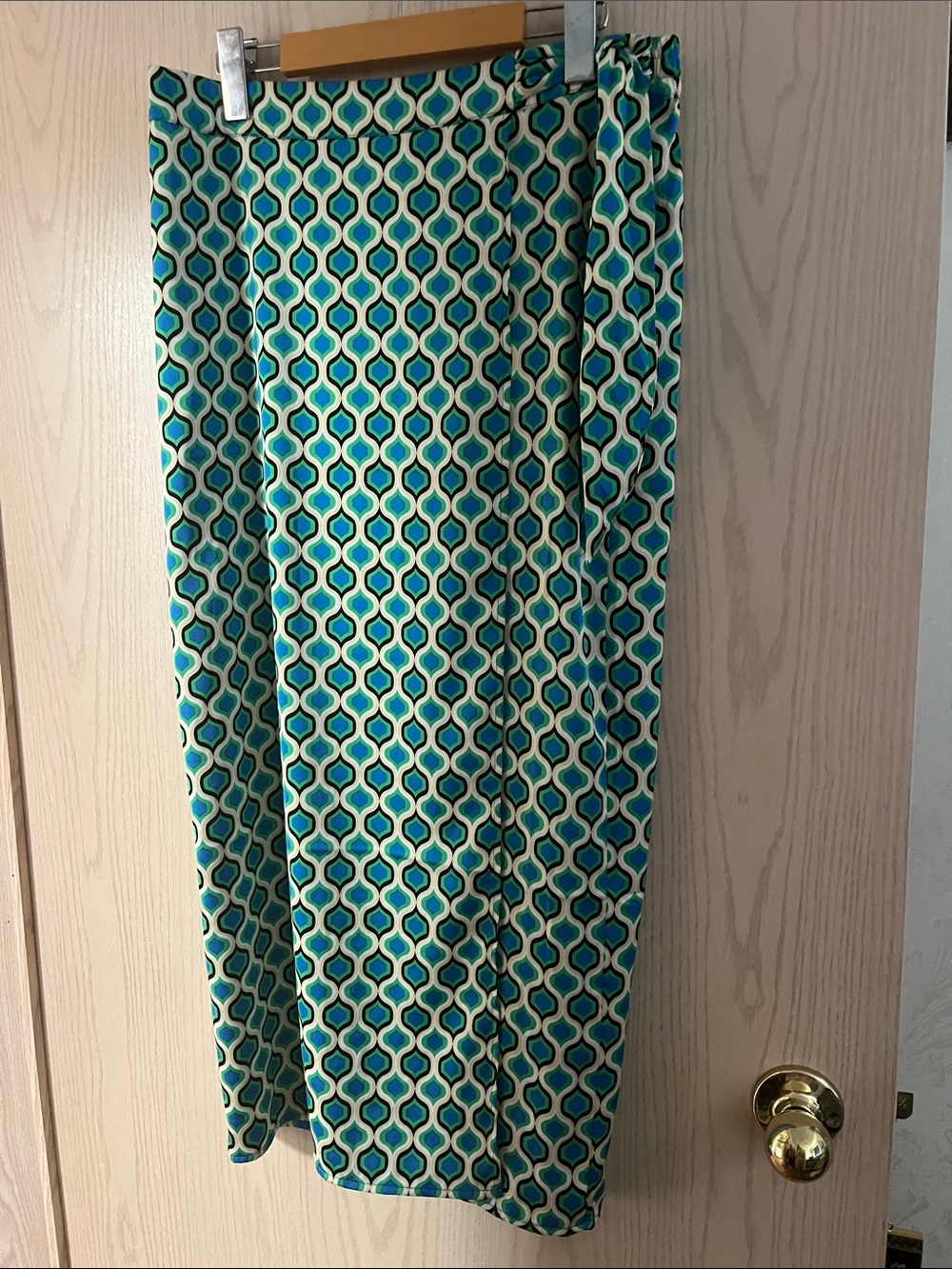 Geometric Teal & Blue Maxi  Skirt